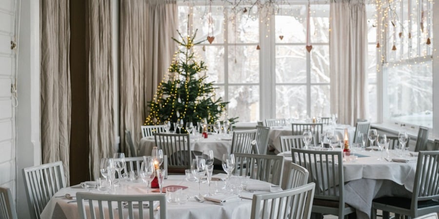 Vacker dukning på Ulriksdals Värdshus julbord